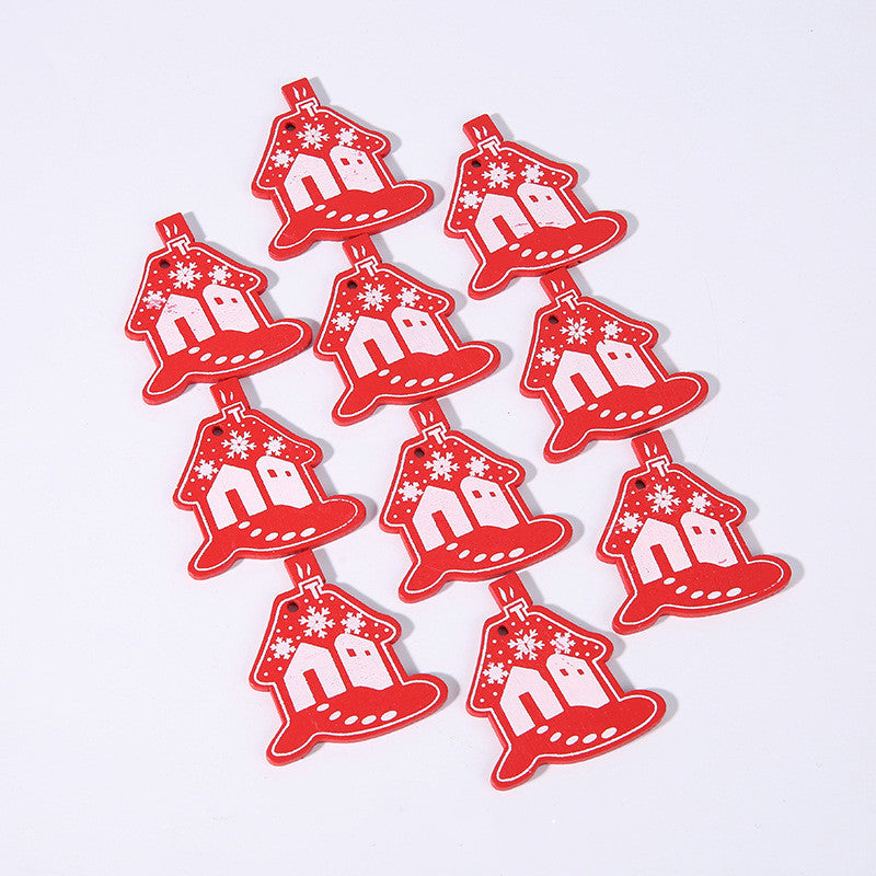 Christmas Cartoon Wood Chip Crafts Small Pendant