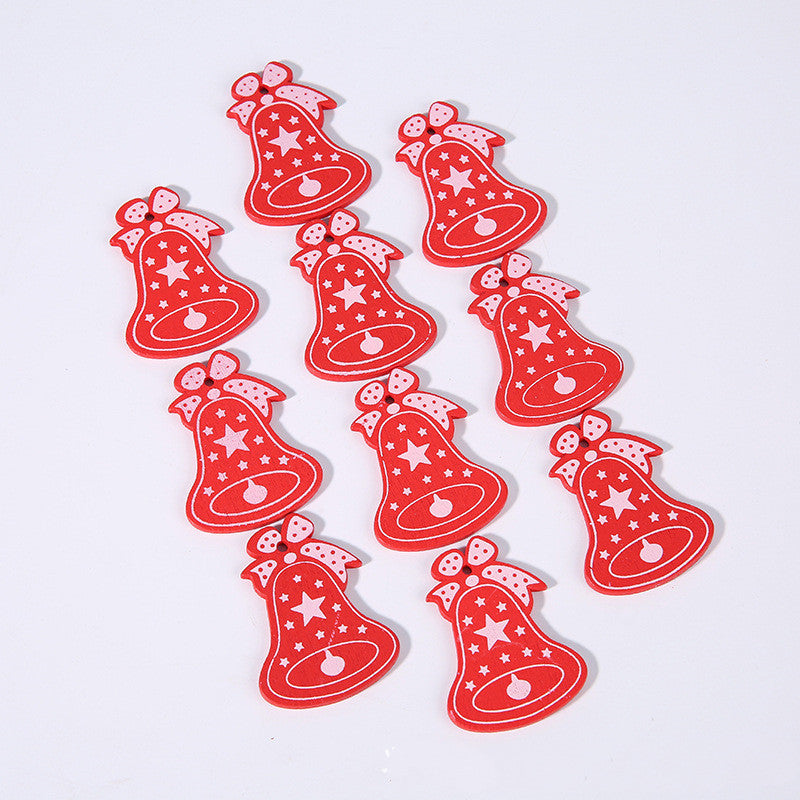 Christmas Cartoon Wood Chip Crafts Small Pendant